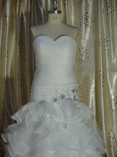 Robe Mariage 2016 индивидуальный заказ Белый/Кот органзы Pleat Бисер Кристалл оборками-line