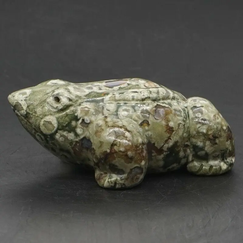 Статуя лягушки 2 6 дюйма природный зеленый тропический лес яшма кристалл резная
