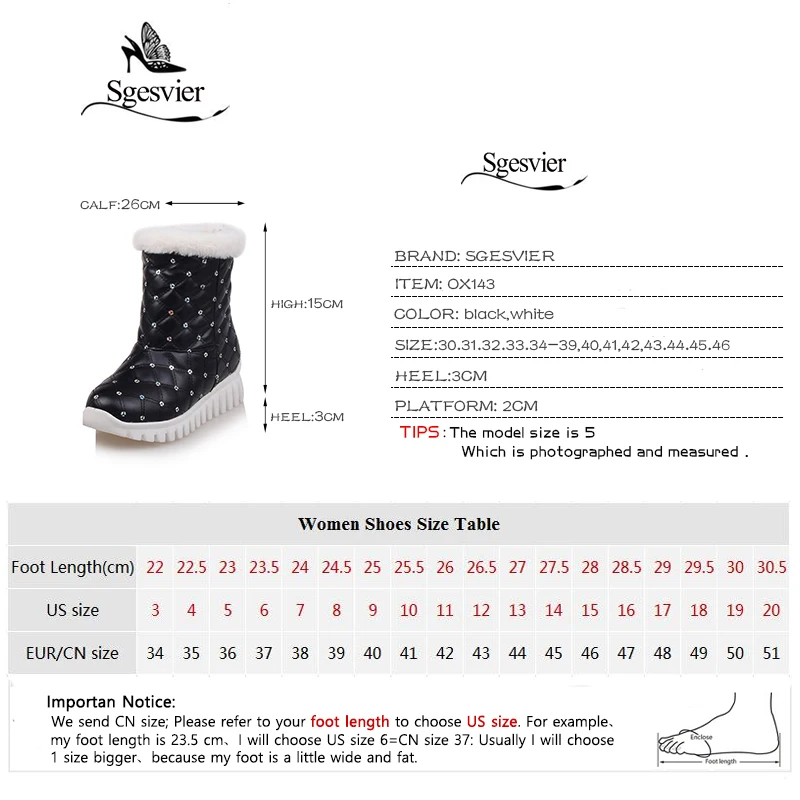 

SGESVIER Boots For Women Snow Boots Ankle Boots Waterproof Slip On Short Boots So Warm Casual Shoes Woman Plus Size 30-46 OX143