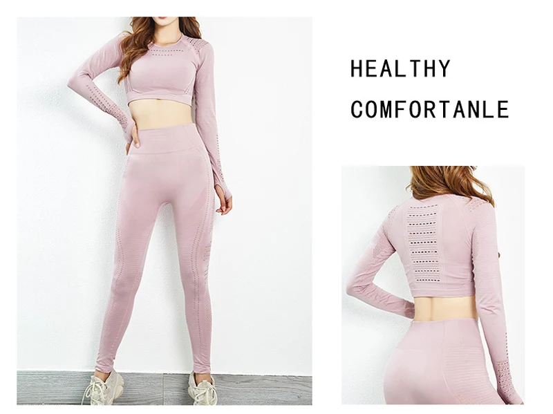 Sports Crop Top Gym Yoga Top Seamless Long Sleeve Sport Shirt Women Fitness Top Workout Shirts Running Sports Wear For Women Gym