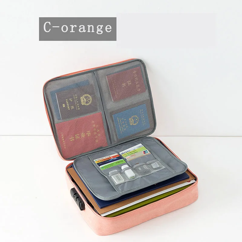 C-orange JXSLTC catiic многофункциональное хранение документов сумка многослойная большая емкость для хранения билета файл счет паспортный сортировочный мешок - Цвет: C-orange