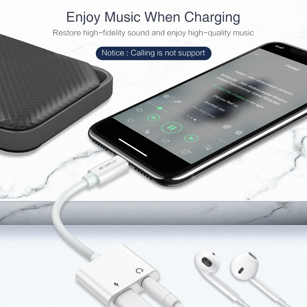 Разветвитель RAXFLY 2 в 1 с подсветкой и разъемом 3 5 мм для iPhone XS Max XR