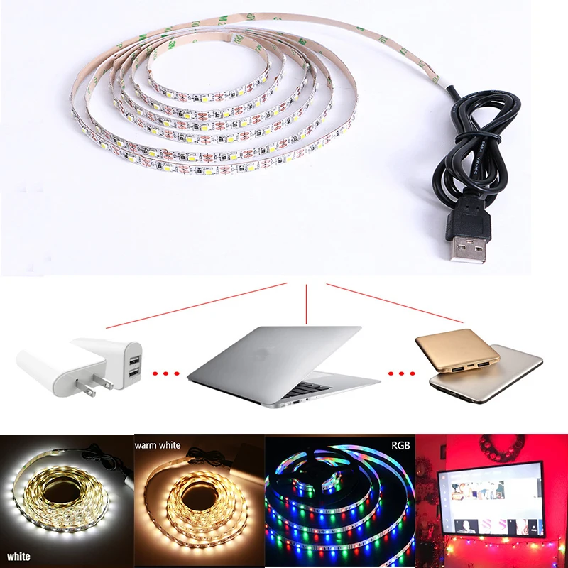 Светодиодная лента 2835SMD DC5V гибкий светодиодный светильник 1 м 2 3 4 5 м|Светодиодные