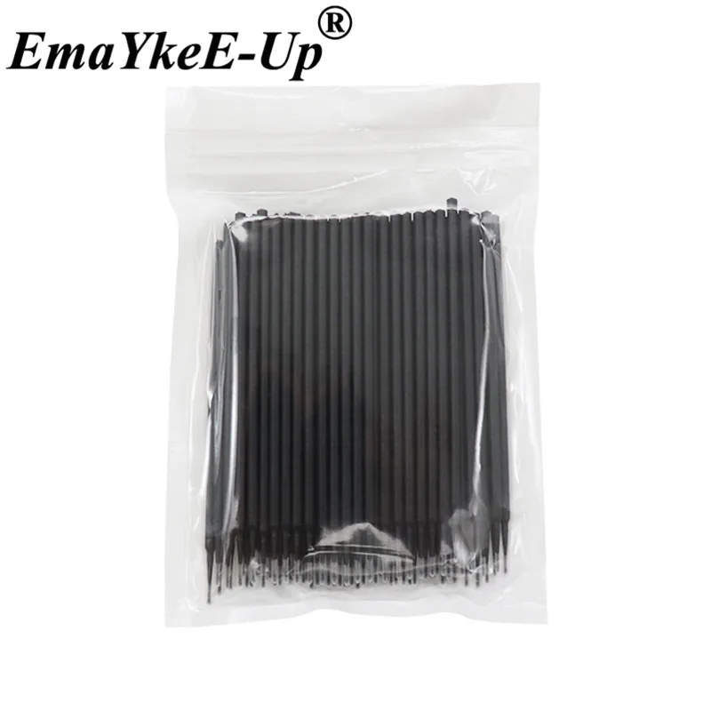 Black-100pcs-B 100 шт., прочные Микро-аппликаторы, одноразовые кисти, индивидуальные инструменты для удаления ресниц, тампоны, мини-кисти для макияжа, инструмент для наращивания ресниц - Цвет: Black-100pcs-B