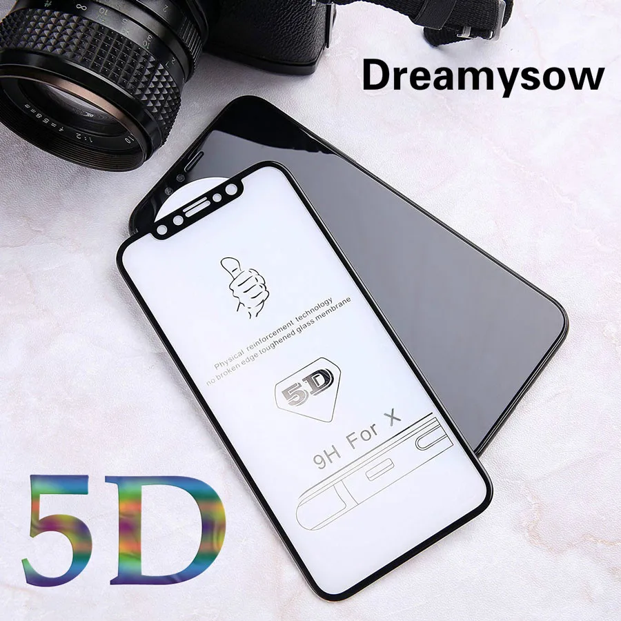 5D закругленные края полное покрытие закаленное стекло для iPhone X XS MAX XR 6 6s 7 8 Plus
