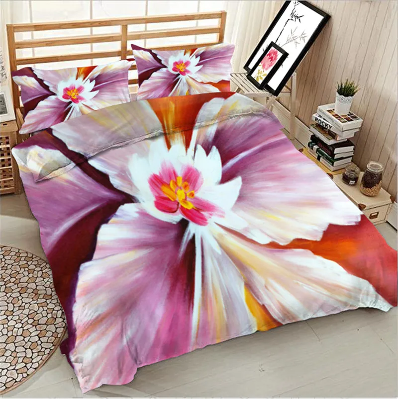 3D Lily Luxury Bedding set winter Double King Queen size Bedsheet Duvet cover Pillowcases | Дом и сад