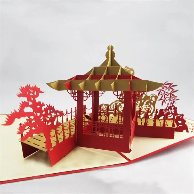 Туризм мемориал 3D поздравительные открытки Бумага резки Сучжоу сады