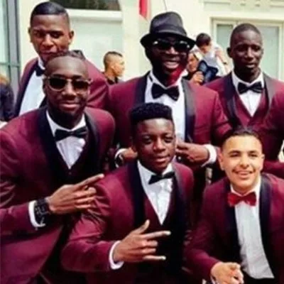 The latest fashion design: Burgundy shawl Lapel formal wedding dress suit men's wine red groomsman team groom | Мужская одежда