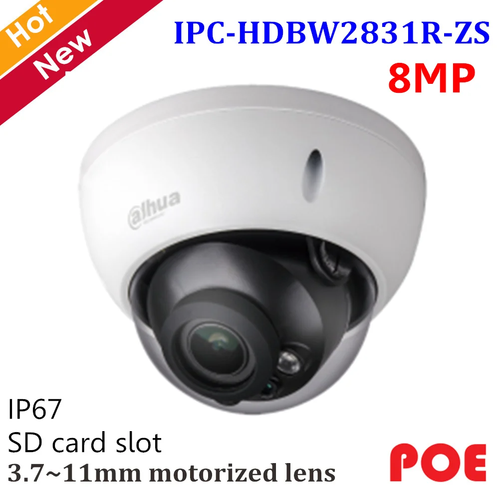 Dahua английская 8mp H.265 IP камера IPC-HDBW2831R-ZS 8MP ИК купольная камера 3,7~ 11 мм Моторизованный объектив Поддержка POE и SD слот для карт 128G