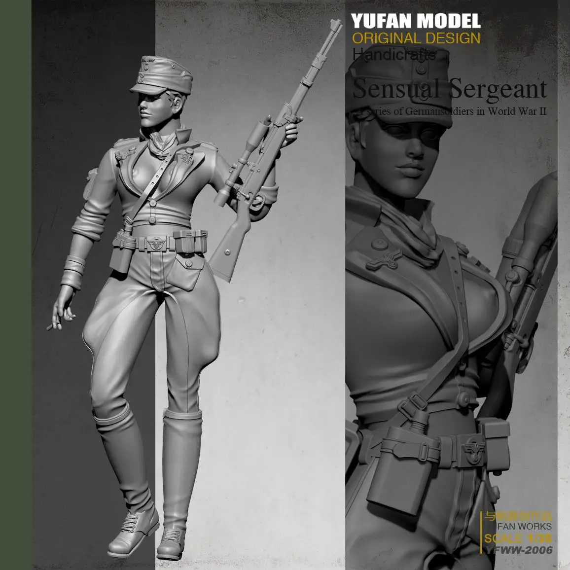 Серый Yufan модель 1/35 женский снайперский солдат из смолы бесцветный и Самостоятельно собранный Yfww-2006 - Цвет: Серый