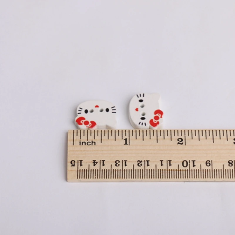 50 шт. белое пальто деревянные декоративные пуговицы кошки животные Китти милый