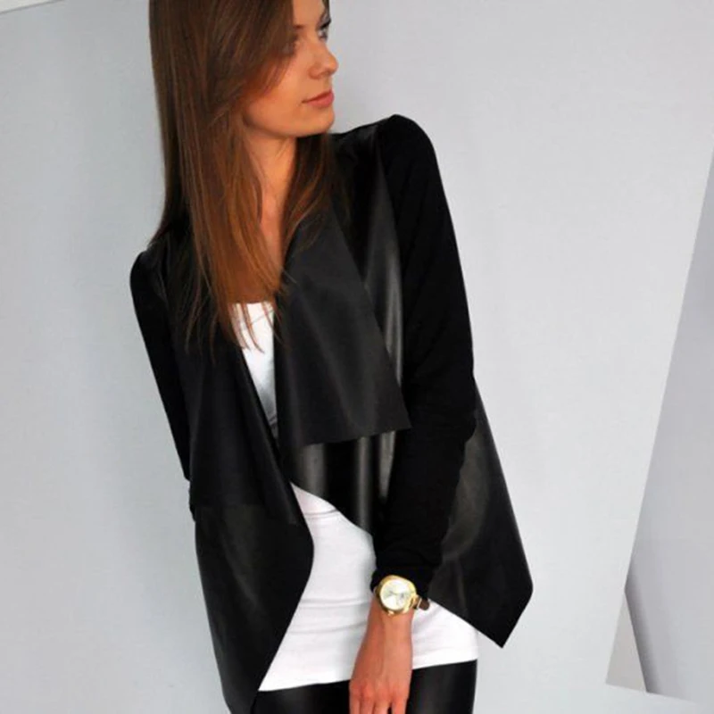 Женский кардиган DP835336 из искусственной кожи с длинным рукавом|female leather coats|fashion
