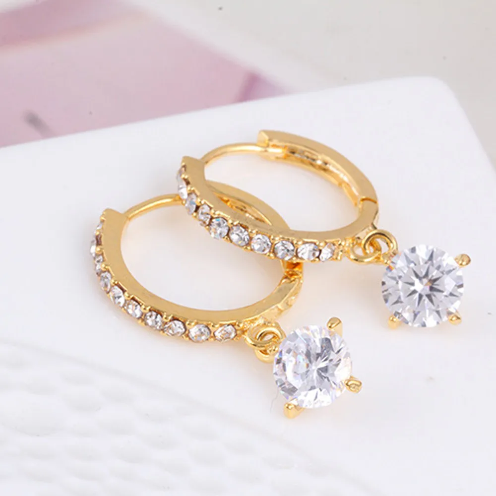 Женские круглые серьги Стразы с кристаллами 1 пара праздничный подарок