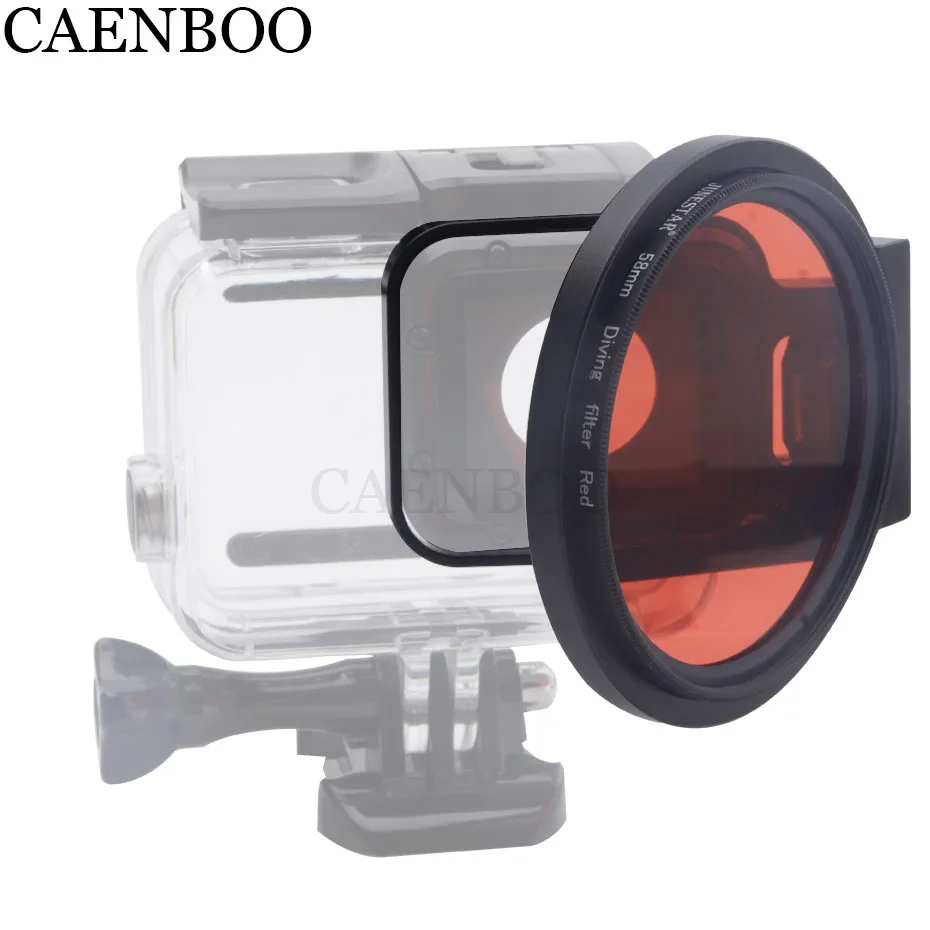 Фильтр объектива камеры CAENBOO для экшн Go Pro Hero 5 6 красный + переходное кольцо 58 мм GoPro