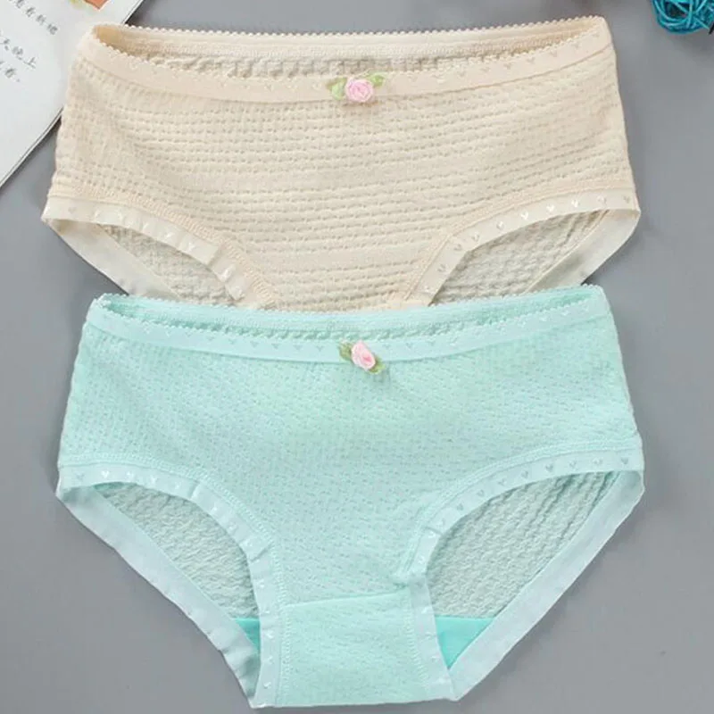 Хлопковые дышащие трусики с низкой талией для девочек подростков|Женские