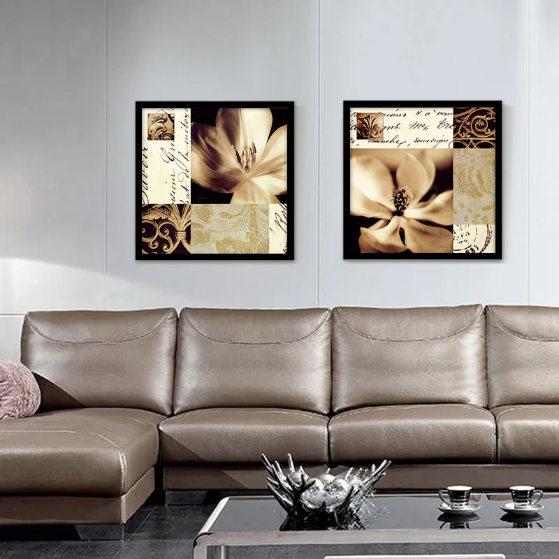 Винтажный стиль цветок холст картина Старый почтовый штамп печать на холсте