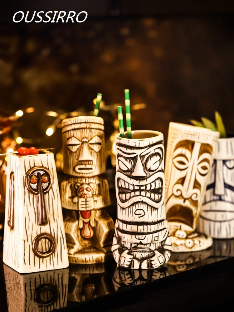 Креативная керамическая чашка TIKI Hawaii для шампанского, чашка TIKI, чашка для красного вина, чаша для коктейля, стеклянная кружка, подарок на день рождения для влюбленных