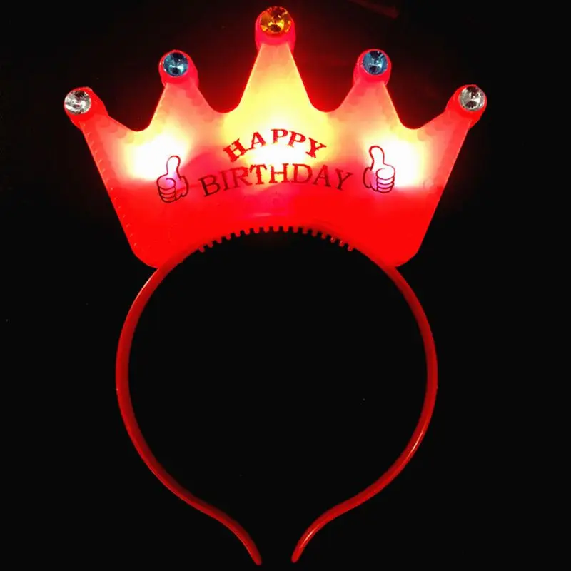 Birthday LED Hair Hoop Flashing Glow Headband Crown Heart Light Up Hairbands Accessories Party Supplies Suitable Every | Детская одежда