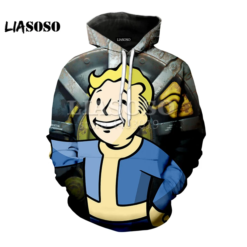15 LIASOSO новая 3D цветная печать верхняя одежда Fallout 4 игры персонажа женщин мужчин, 3D печать женский свободный пуловер с капюшоном SE1086 - Цвет: 15