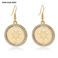 toucheart crystal brand wedding earrings with stones for women big gold color round antique earrings fashion jewelry