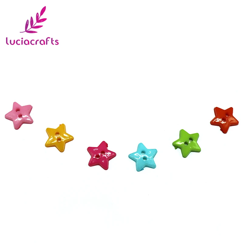Акриловые пуговицы Lucia crafts E0504 смешанные со звездочками 12 мм 2 отверстия для