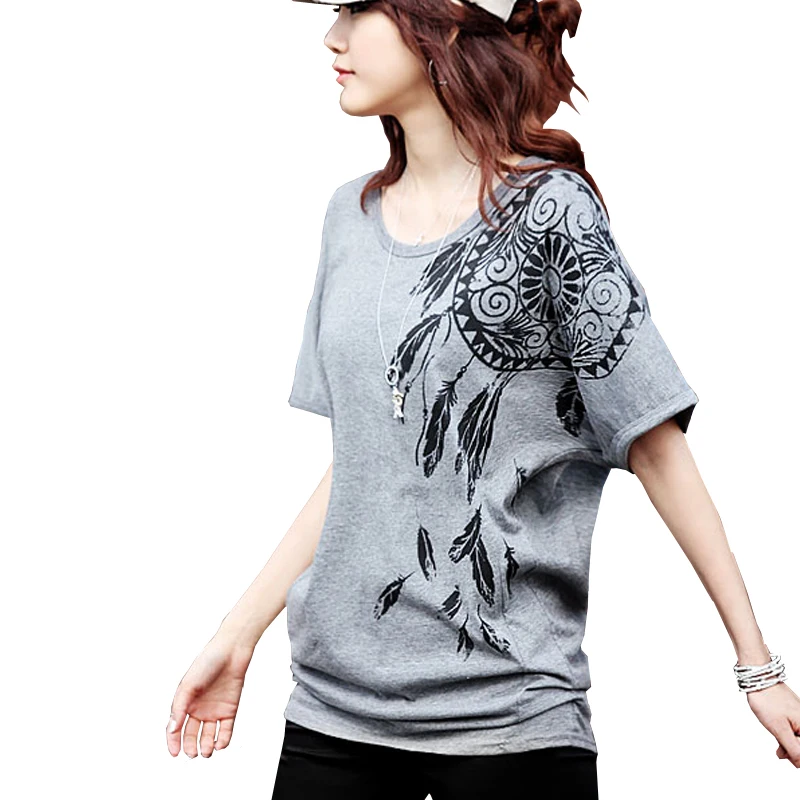 Женские свободные футболки размера плюс хлопковые топы с круглым вырезом и