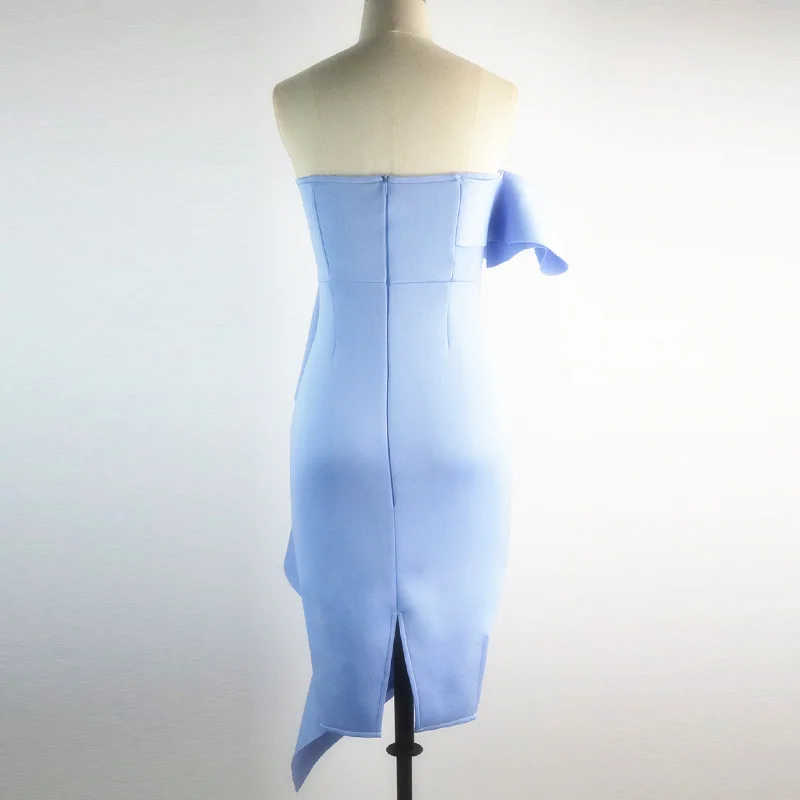 Для женщин сексуальная Bodycon Вечерние платье знаменитости вечернее платье с асимметричным подолом с оборками пикантные туфли-лодочки для свиданий, ужин, Клубная одежда, стройнящие Новые халаты