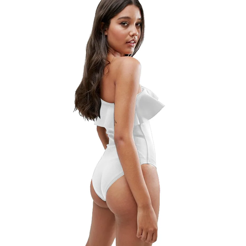 Горячая мода на одно плечо Ruffed вырезом Женские Летние Боди Пляжная комбинезон