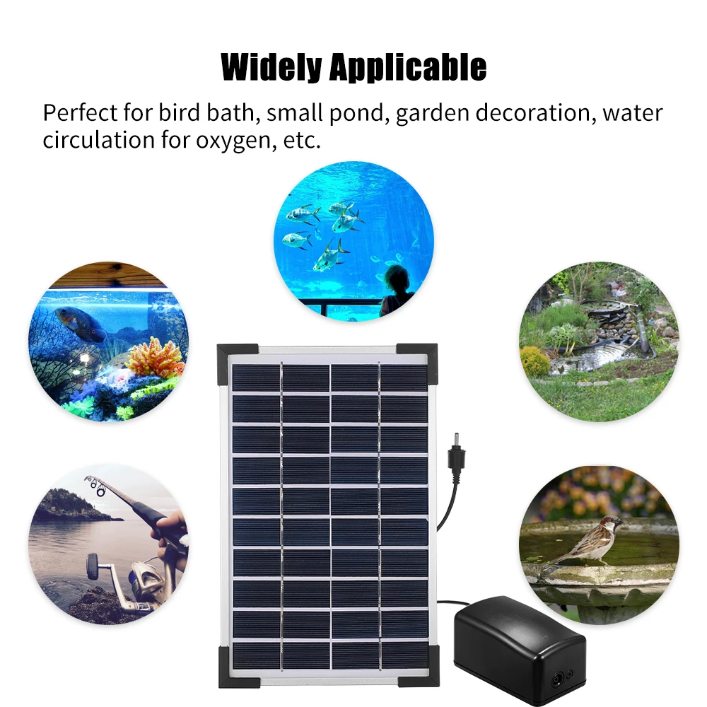 Solar Oxygen Pump Fish Tank Oxygenator Aquarium Oxygen Aerator Pond Aerator Air Pump with Aquarium Oxygen Pipe Air