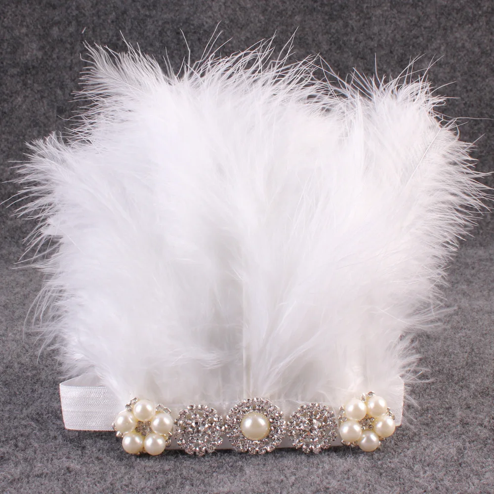 

Feathers Headband Girl Headband Flower Rhinestone Hair Accessories Photography Prop