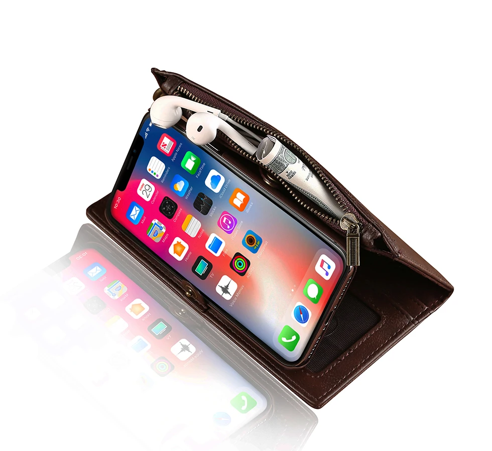 Многофункциональный винтажный кожаный чехол для iPhone X 2 в 1, чехол-кошелек для телефона чехол для iphone 8 7 6s 6 plus 5 5S SE