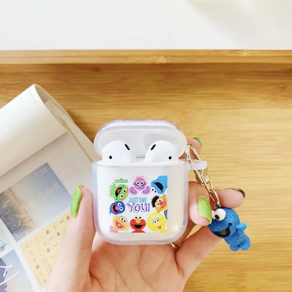 Мультяшная Улица Сезам Элмо милые наушники чехол для Apple беспроводной Bluetooth гарнитура Airpods Силиконовый Чехол Air pods 2 аксессуары