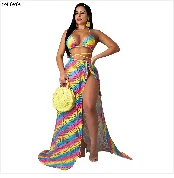 women stripes splicing zipper up sleeveless zipper up bodycon long jumpsuit sexy night club party romper playsuit GLAJ4075