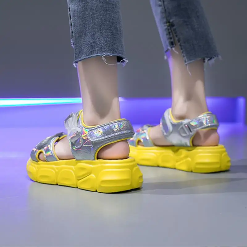 Peep Toe Platform Beach Ladies Shoes Comfortable Flat Shoes Women Rubber Sandals Women Outdoor Flats Sandalen Summer Shoes Woman