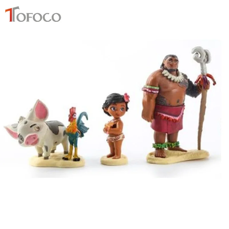 TOFOCO 5 шт./компл. принцесса Моана фигурка Мауи Heihei Waialik главный Tui кукла модель