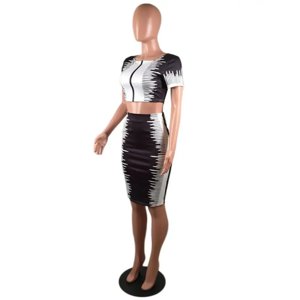 Укороченный топ и юбка комплект Повседневный 2 шт. костюмы для женщин Лето 2018 мода