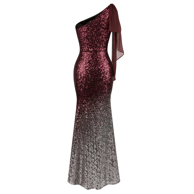 Женское вечернее платье с блест. Angel-Fashions, фиолетовое облегающее вечернее платье, расшитое контрастными блестками, модель 286