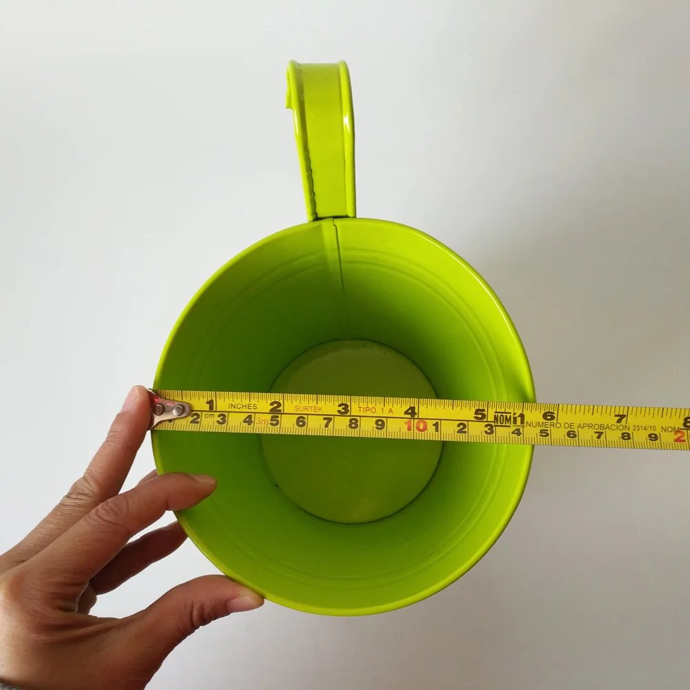 10 шт./лот D14.5XH17.5CM металлические кашпо подвесные ведра настенный крючок Цветочный Горшок Кашпо цветные кашпо