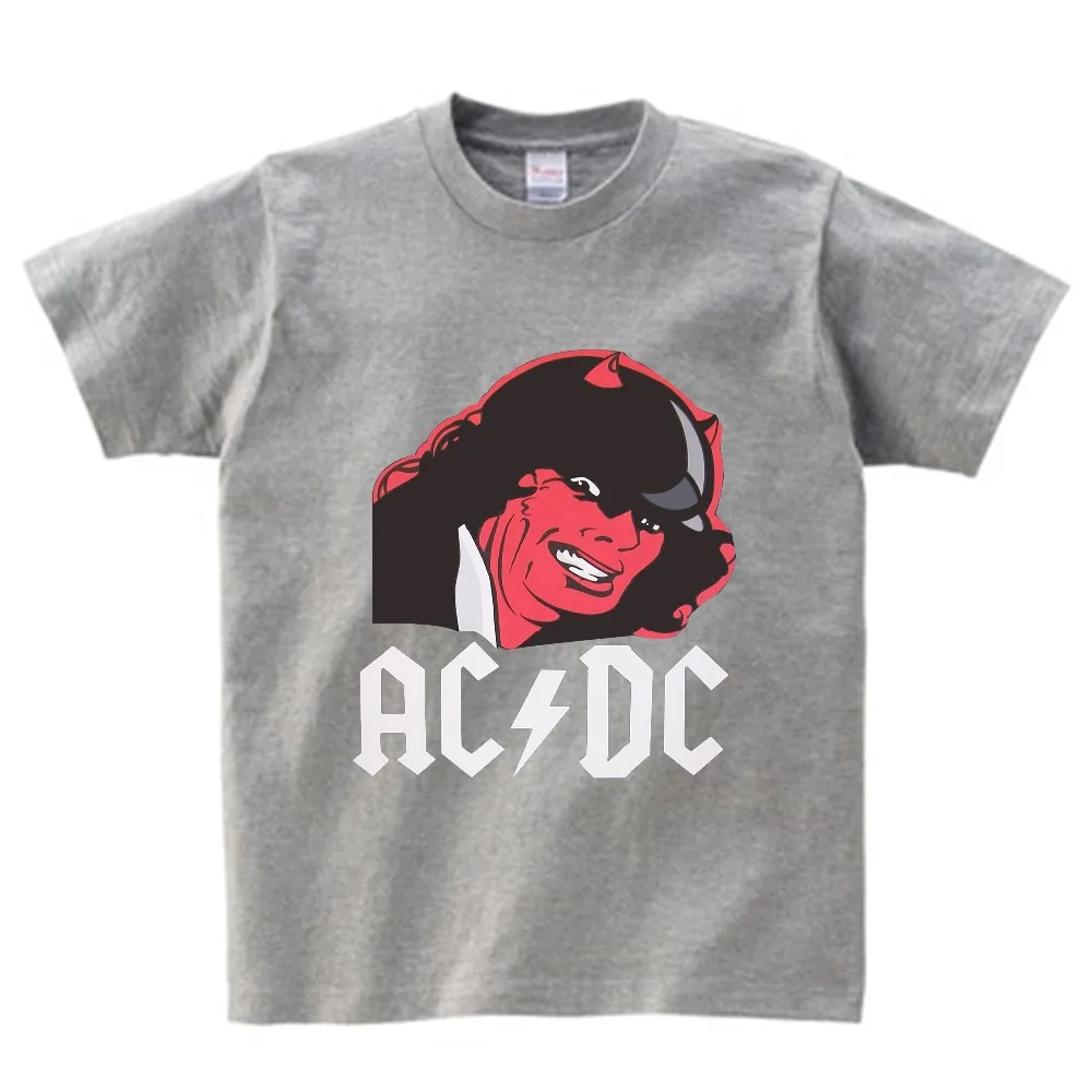 Футболка с принтом «Группа AC/DC Rock» для мальчиков и девочек, короткая футболка с круглым вырезом, топы с принтом «тяжелый металл», Детская футболка, От 3 до 8 лет NN