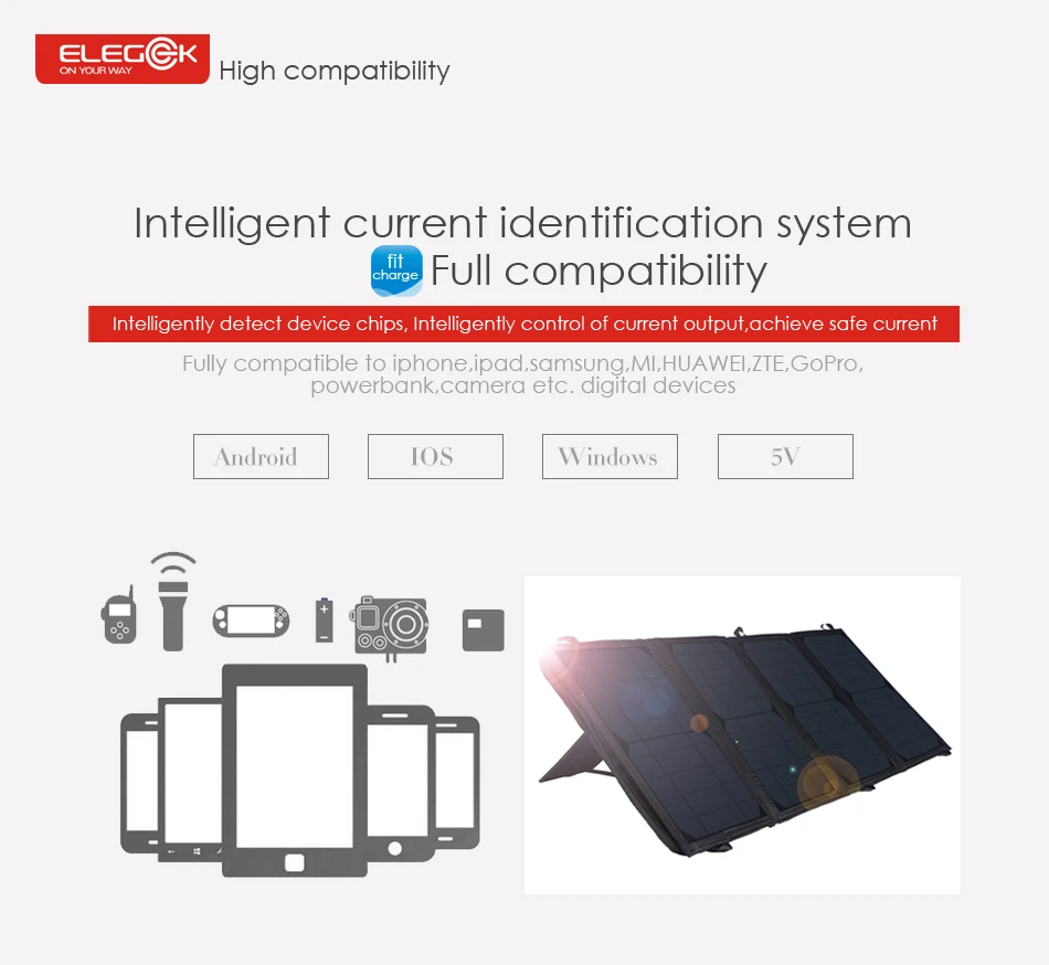 ELEGEEK 22 Вт 5 В портативное солнечное зарядное устройство двойной USB складная солнечная панель с регулируемой подставкой и сумкой для хранения для смартфона