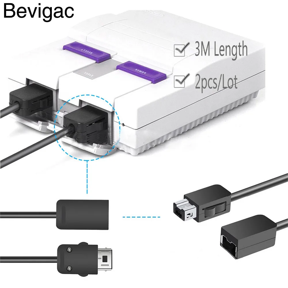Bevigac 2 шт. Удлинительный кабель контроллера водонепроницаемый Wire для Super Nintend SNES