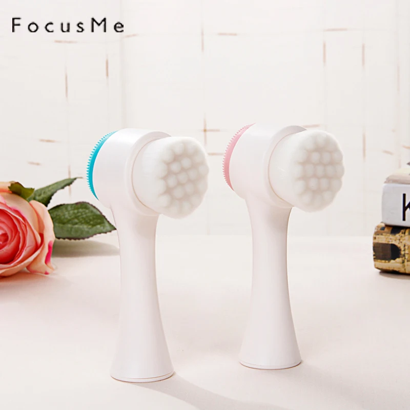 Двухсторонняя силиконовая щетка для чистки лица FocusMe, инструменты для отшелушивания глубокой очистки пор, массажа, очистки лица, инструменты для ухода за кожей