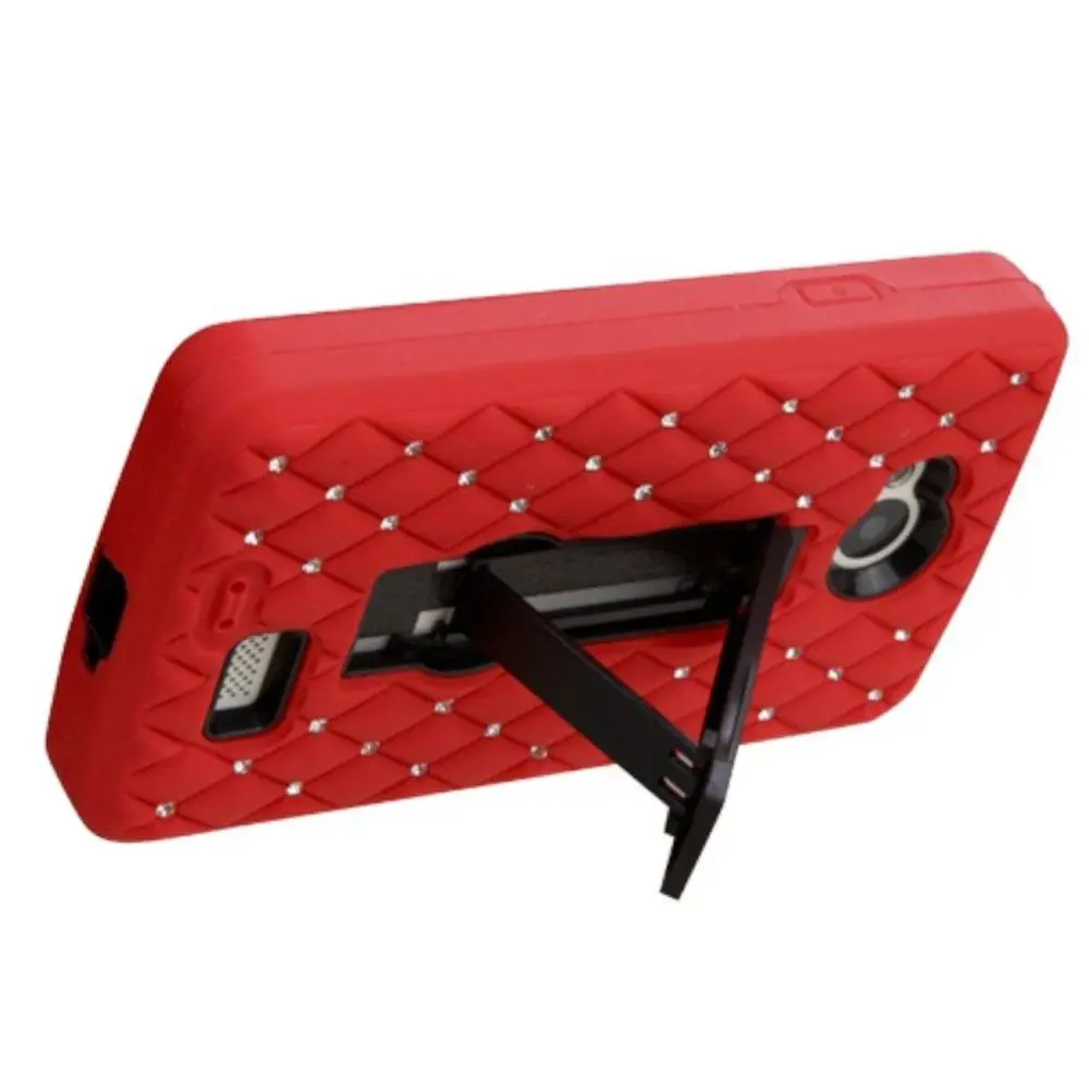 For LG Optimus F60 Symbiosis Stand Diamond Bling Hybrid Hard Soft Case Cover |