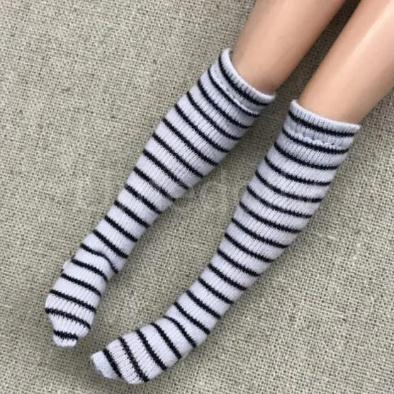 knee socks B 1 пара, полосатые гольфы 1/6 ICY Blyth подходит для Azone, Momoko, Barbies, Pullip, Licca 30 см, аксессуары для кукольной одежды - Цвет: knee socks B