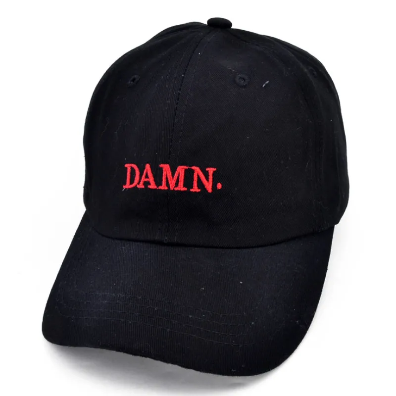 Kendrick lamar Кепка с надписью damn вышивка чёрная. Неструктурированная женская мужская