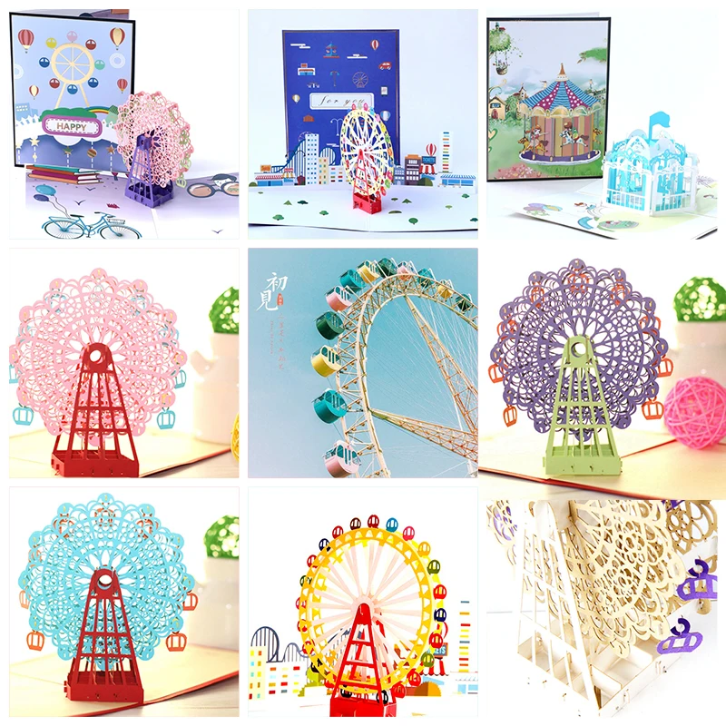 

3D Pop up Invitations Greeting Gift Cards Blank Postcards Birthday Thanksgiving Gift Handmade Christmas Thank You Customized