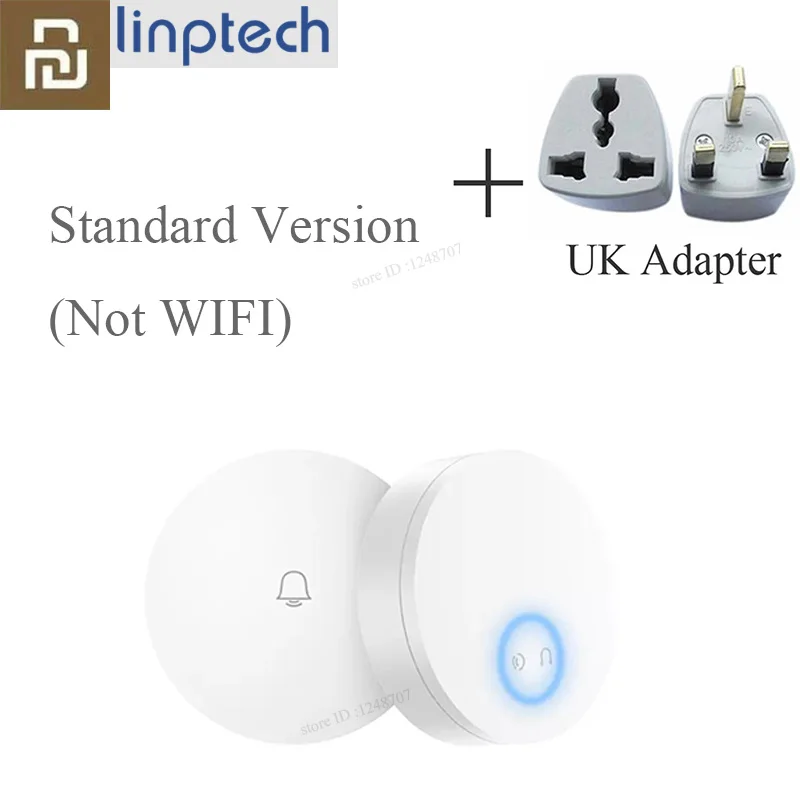 Add UK Adapterl STD Xiaomi Linptech самогенерирующий беспроводной дверной звонок без батареи без проводки отключение памяти Регулируемая громкость работа с приложением Mihome - Цвет: Add UK Adapterl STD