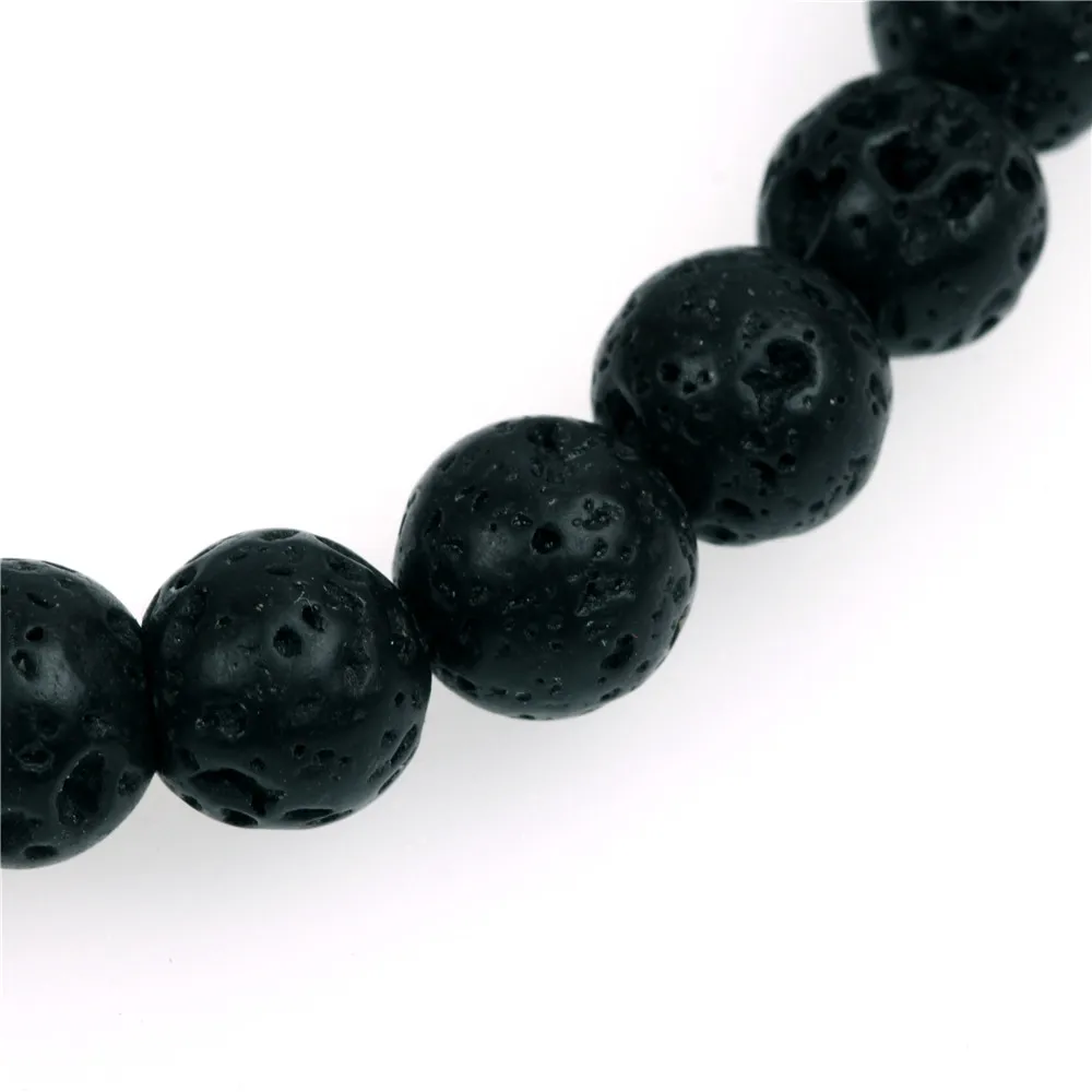 Модный браслет из Лава и бусин женский мужской 8 мм натуральный камень ручная