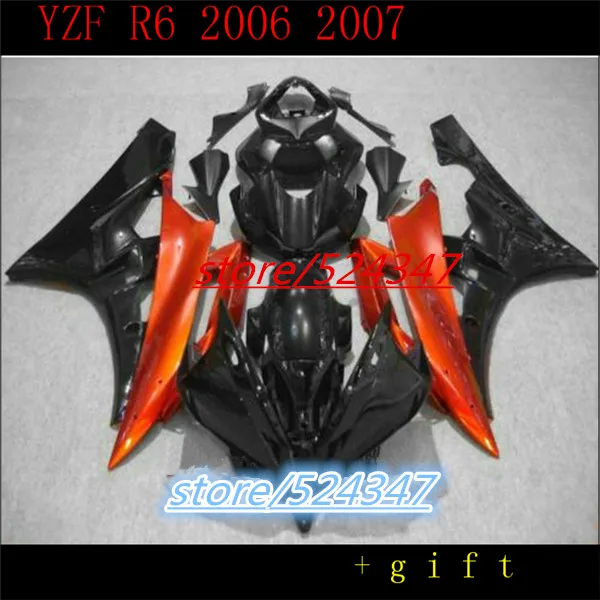 

Nn-New! Orange black Motorcycle fairing kits for R6 2006 2007 fairings set YZF R6 06 07 bodyworks ERR