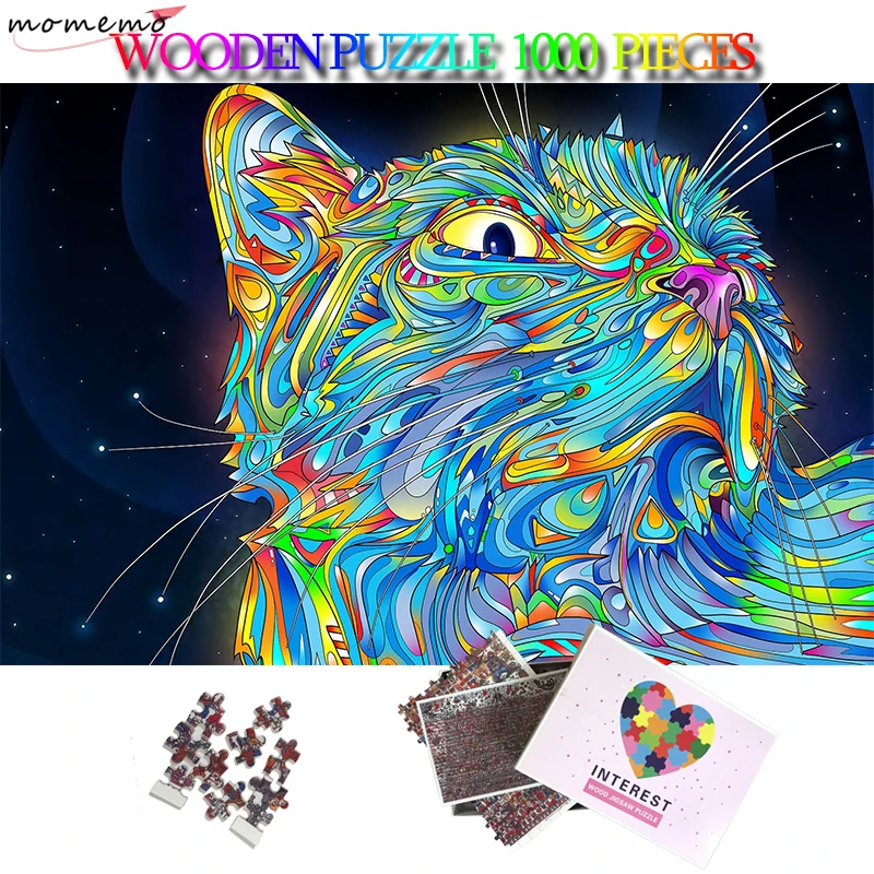 Деревянный пазл MOMEMO с цветными кошками 1000 шт. игрушки для взрослых 5075 см